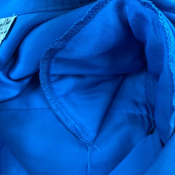 Vintage Christian Dior Pleated Detail Silky Button Down Blouse Blue Size Small 4 - Picture 12 of 14